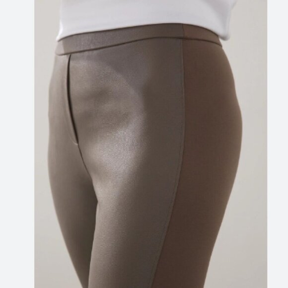 NWT Chico's Tan Faux-Leather Front Ponte Leggings Size L/12 - Picture 2 of 15